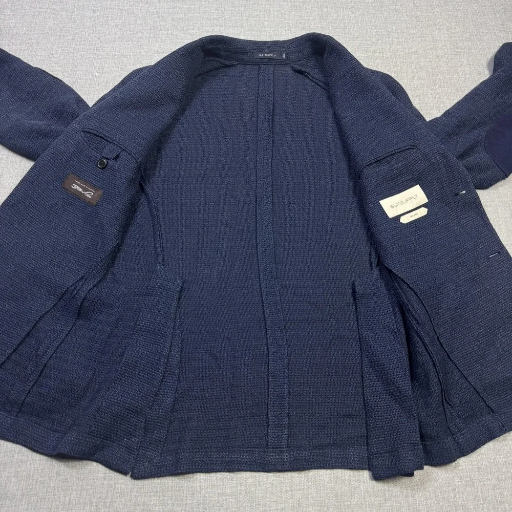 Suitsupply Silk Linen Blazer Mens 36 Blue Lazio Patch Unconstructed Slim Italy